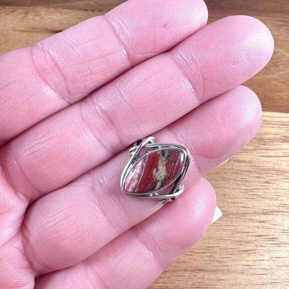 Snake Skin Jasper Ring made with Solid .925 Sterling Silver - Sz 6 - Picture 3 of 4